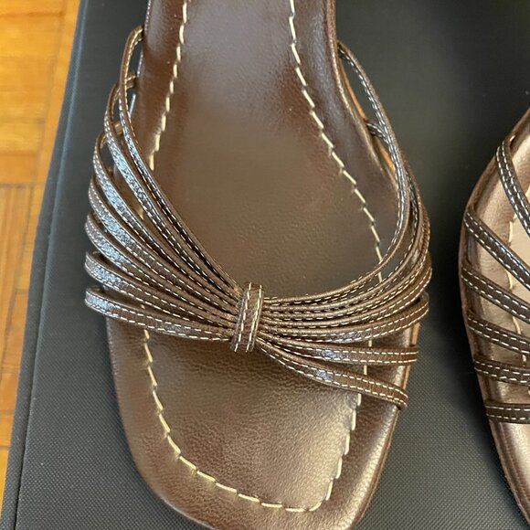 J. Crew Brown Leather Strappy Sandal Heels- Size 8 - Picture 5 of 8